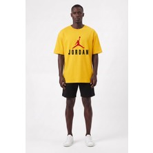 Lixa Günlük Spor Tişört Air Jordan Alt Yazılı Sarı Oversize 142556