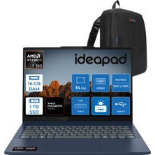 Lenovo Ideapad 5 2-In-1 14AKP10 Ryzen Aı 7 350 16GB 1tb SSD Freedos Radeon 860M Graphics 14" Wuxga (1920X1200) IPS 300NITS 45% Ntsc 60Hz Dokunmatik Bilgisayar 83KT004STRF03 + Zetta Çanta