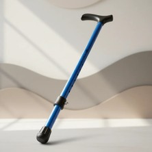 TCX Mavi Metal Gövdeli Ayarlanabilir Yürüme Bastonu Ergonomik Kavrama ve Kauçuk Uç