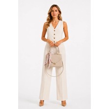 Glanzia Bella Beige Bej Kadın Mini El ve Omuz Çantası Suni Deri