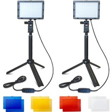 LED Video Aydınlatma Kiti, 2'li Paket, Taşınabilir, Ayarlanabilir Düşük Açı, USB Güçlü, M