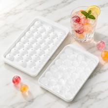 33'lü Küre Buz Kalıbı – Dolum Delikli Dikdörtgen Plastik Buzluk, Kokteyl ve Soğuk Içecekle