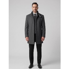 Plus Scorpion Erkek Slim Fit Kaşe Kaban – Çıkarılabilir Ribanalı Fermuarlı Yaka, S–xxl