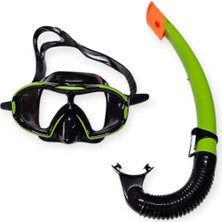 Çocuk Dalış Maskesi ve Snorkel Seti - Star Diving - Yeşil
