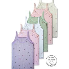 Giza Kids %100 Pamuklu Kız Çocuk Ince Askılı Atlet Fanila Iç Çamaşır 6lı Set