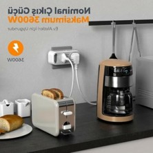 Aesco USB C Çoklu Priz, Yer Tasarruflu, 3 Prizli Tasarım