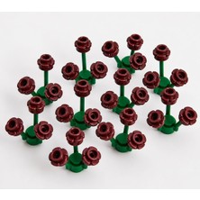 LEGO Orjinal Bitki Ağaç Parçaları: Çiçek: Flowers: 40 Parça Çiçek ve Bitki - 10 Adet Yeşil Bitki ve