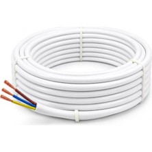 Aesco 3x2,5 mm Cca Topraklı Seyyar Elektrik Kablosu - 10 Metre Beyaz