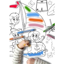 Aesco Büyük Boy Yaz Temalı Boyama Kağıdı Rulosu, 5 Metre x 45 Cm, Eğitici Aktivite