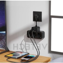 Aesco Akım Korumalı Çoklu Priz, USB Port ve Çocuk Koruma Özellikleri ile