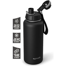 Aesco 1 Hand Leak-Proof Sızdırmaz Çelik Termos 1000 ml Black ST-210