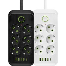 Aesco Akım Korumalı Uzatma Prizi, 5 Fiş Soketi ve 4 USB Girişi ile Yüksek Güvenlik