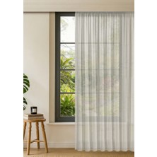 Gauze Fabric Design Lüks Ipeksi Dokulu Bambu Kırışmaz Ütü Gerektirmez Krem 100 x 180 Pilesiz (1 x 1) Tül Perde
