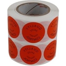 Aesco Turuncu Zemin Siyah Baskılı Kalite Kontrol Etiketi, 30MM Çap, 1000 Adet