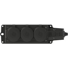 Aesco Kauçuk Üçlü Grup Priz - 16A, 220-250V, Darbe Korumalı