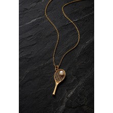 Nalia Takı Tenis Raket ve Incili Gümüş Kolye (Gold)
