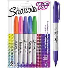 Aesco Sharpie Glam Pop Kalıcı Markörler, Kalın Ayrıntılar Için Ince Nokta, Çeşitli Canlı Renkler | 5 Keçeli Kalem
