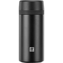 Aesco Zwilling Thermo Çay Demlikli Matara, Paslanmaz Çelik, Siyah, 420 ml