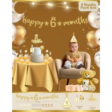 İstoç Parti Istoç 6 Aylık 6 Months Bebek Partisi Kutlama Seti Gold Renk Konsept