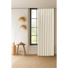 Aesco Gauze Fabric Design Capri Krem Ekstrafor Büzgülü Keten Dokulu Yüksek Kaliteli Tek Kanat Fon Perde 150 x 250