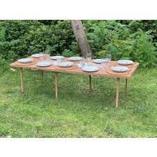 Aesco Katlanır Kamp, Piknik ve Bahçe Masası 75X200 cm - Ceviz Renk