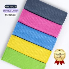 Aesco Sihirli Temizlik ve Kurulama Bezi, 5-Adet Karışık Renk Premium Baklava Mikrofiber Bez Seti 40X40 Cm, Iz Tüy Leke Bırakmaz Emici Koku Yapmaz Çabuk Kuruyan Cam Hassas ve Genel Temizlik Bezi
