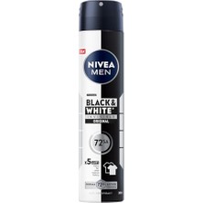 Aesco Erkek Sprey Deodorant Black&white Invisible Original 200 Ml, 72 Saat Anti-Perspirant Ter Koruması,ekonomik Boy