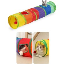 Aesco Gökkuşağı Renkli Kedi ve Köpek Oyun Tüneli, Katlanır Evcil Hayvan Oyun Tüneli, Uzun Eğlenceli Oyuncak Tünel, Egzersiz Oyunu, Zeka Geliştirme Oyunu - Düz