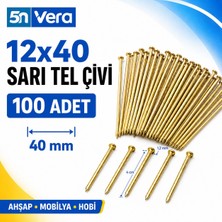 5n Vera 12X40 mm Sarı Kaplama Başlı Tel Çivi 100 Adet – Mobilya, Ahşap, Dekorasyon, Tamir, Hobi ve Dıy Işleri Için