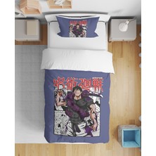 Leva Home Toji Jujutsu Kaisen Anime Desenli 3D Dijital Baskılı Tek Kişilik Çarşafsız Genç Erkek Çocuk Nevresim Takımı
