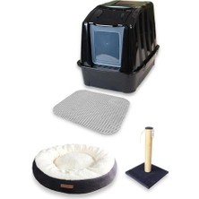 Aesco Xxl Kapalı Kedi Tuvaleti + Simit Yatak + Tırmalama + Paspas Kedi Başlangıç Seti - Xxlkt1