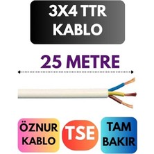 Aesco Öznur 3x4 Ttr Kablo, 25 Metre, Beyaz