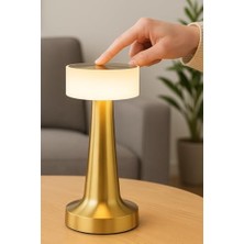 Aesco Busstier 3 Modlu Dokunmatik Denver Altın Masa Lambası Kablosuz Şarj Edilebilir USB Şarjlı LED Masa Lambası Modern Tasarımlı Taşınabilir Gece Lambası Metal Gövdeli          [enerji Sınıfı A++]