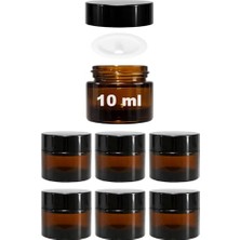 Aesco Afracam Mini Amber Cam Kavanoz, 10 ml Hacimli, Sızdırmaz Kapaklı, Krem ve Kozmetik Saklama Kutusu, Lip Balm 6 Adet