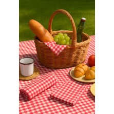 Aesco 5li Piknik Seti, Piknik Masa Örtüsü 145X145CM ve 4 Piknik Peçetesi 36X36CM