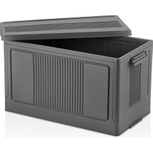 Aesco Deconox Dev Boy Katlanır Kilit Kapaklı Kasa 55 Litre Hacimli, Yer Kaplamayan Portatif Saklama Kutusu Ardiye, Balkon, Mutfak, Kiler, Bahçe ve Araç Bagajı Için Güvenli Organizer (Antrasit)