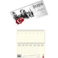 Aesco 2026 Atatürk Haftalık Masa Takvimi Masa Sümeni Büyük Boy 33X16 cm