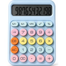 Dexin 12 Haneli Pastel Renkli Mini Hesap Makinesi – Büyük LCD Ekran, Yuvarlak Tuşlu, Okul Ev ve Ofis Için