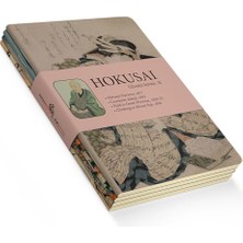 Aesco Ghosts Series Iı - A5, Hokusai 4'lü Defter Seti Iı, Çizgisiz, Toplam 256 Sayfa, Her Biri 64 Sayfa, Tel Dikiş, Esnek Kapak, Oval Kenar, Tuval Doku, 60 Gram, Sarı Krem Renk, Çok Renkli
