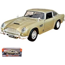 Aesco Oyuncak Diecast Metal Aston Martin Db5 Model Araba Kutulu Koleksiyonluk Figür 1:24 Ölçek Bej ve Yeşil Renk (Kahverengi)