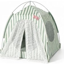 Aesco Busstier Katlanabilir Yazlık Kedi Evi File Panelli Taşınabilir Minderli Evcil Hayvan Çadırı 35X35X35 cm Iç Minderli Nefes Alabilir Taşınabilir Kedi Köpek Evi Konforlu Uyku Alanı (Yeşil)