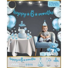 İstoç Parti Istoç 6 Aylık 6 Months Bebek Partisi Kutlama Seti Mavi Konsept
