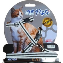 Aesco Yavru Köpek ve Kedi Gezdirme Takım Tasması (Ayarlanabilir)(Beyaz-Siyah, Standart)