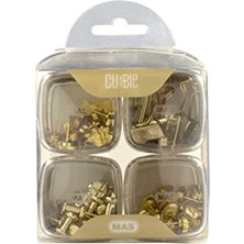 Aesco Cubbie Premium 4'lü Kutu Ataş Raptiye Seti, Gold
