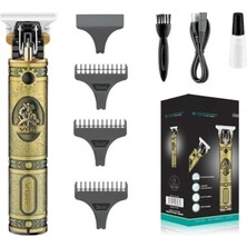 Aesco Tıraş Makinesi Professional Saç Sakal, 1500MAH USB Şarjlı, Altın Rengi Metal Kaplama, 300 Dakika Çalışma,3 Başlıklı Saç ve Sakal Düzeltici Cilt Koruması, Sarjlı Uzun Kullanım (Garantili)