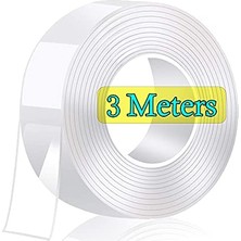 Aesco Deluxe Ultra Süper Güçlü Yüksek Mukavemetli Nano Teknolojili Çift Taraflı Doku Şeffaf 3 mt Bant