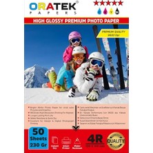 Aesco Epson L3251 Uyumlu Fotoğraf Kağıdı Premium Parlak 230 gr 10X15 50 Yaprak, Beyaz