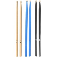 Aesco Baget - Davul - 3 Çift Bateri Bageti Drumsticks 5A Pürüzsüz Yüzey Renkli