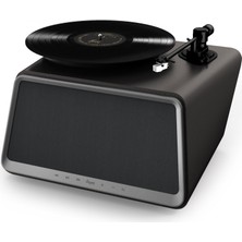 Aesco Hym Originals Seed Retro Pikap Plakçalar Dahili Bluetooth Hoparlörlü 80W Rms Aux, Rca Çıkışlı All-In-One Hi-Fi Ses Sistemi, Siyah Deri