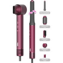 Aesco Sinbo Pro Compact Uzun Multi-Styler Hava Üfleme 5in1 Saç Şekillendirici Bldc SHD-1729 Royal Gilded Red